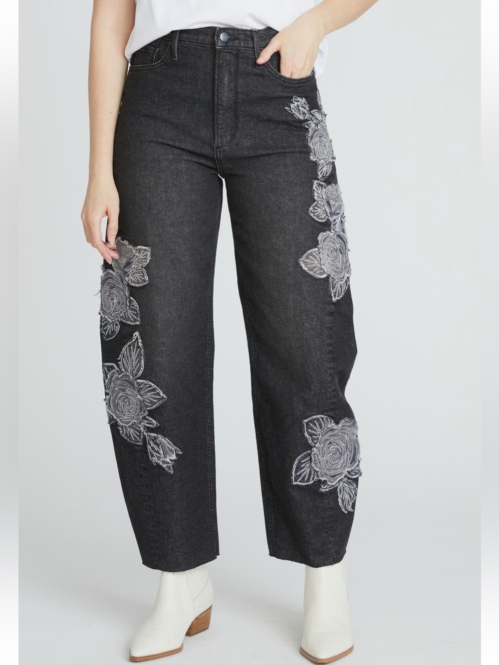 NWT Driftwood Parker Rose Patchwork Barrel Leg Jeans Sz 26